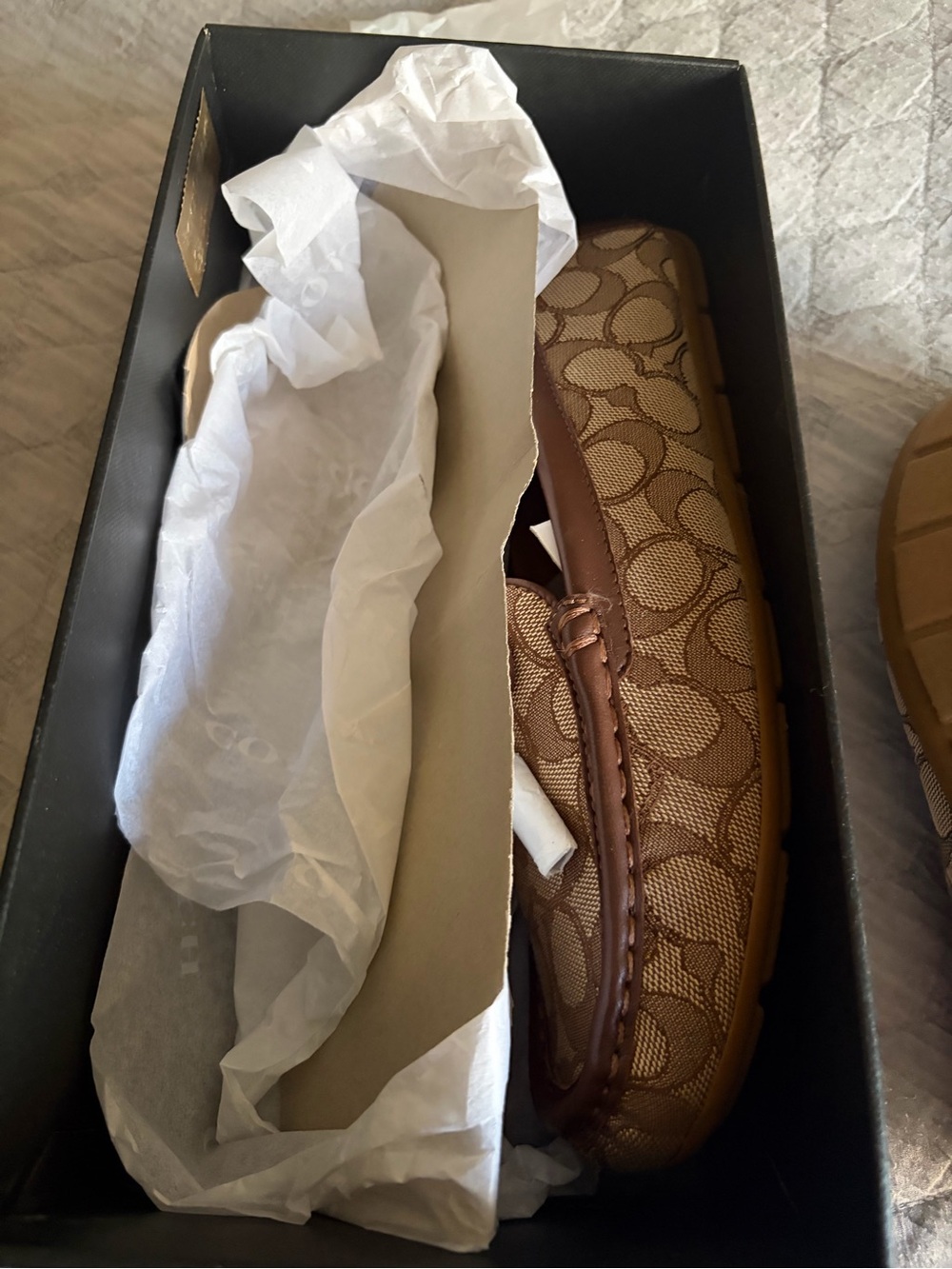 Coach Tan Brown Signature Canvas Driving Loafers